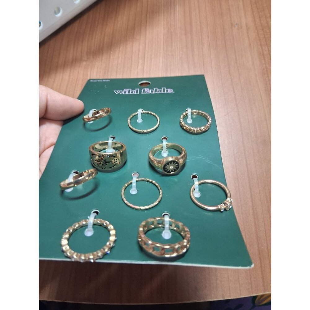 NWT Wild Fable Ring Set Assorted Sizes Metal (10 rings) Boho Y2K Grunge Skater
